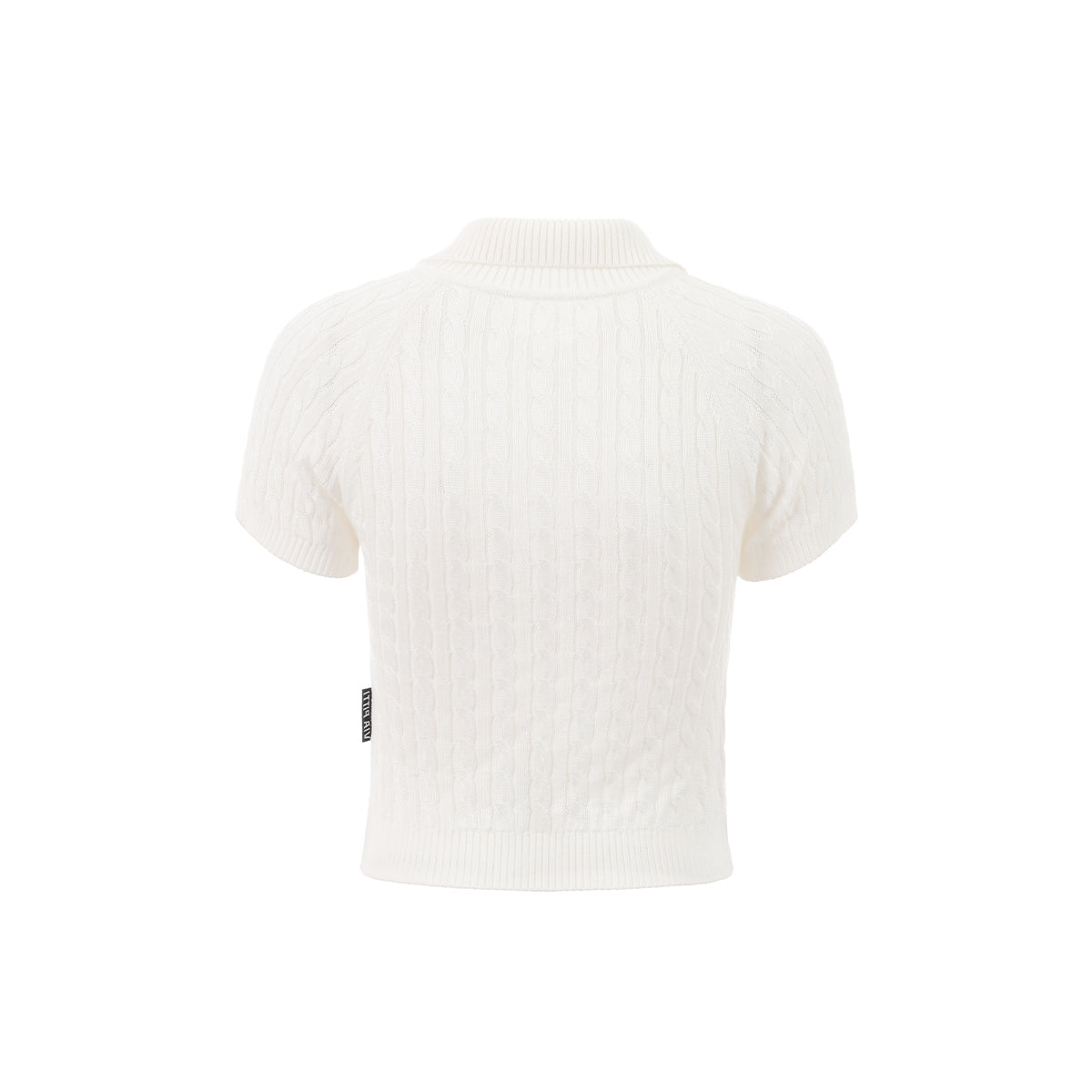 Embroidered Logo Knit Polo Top In White - chiclara