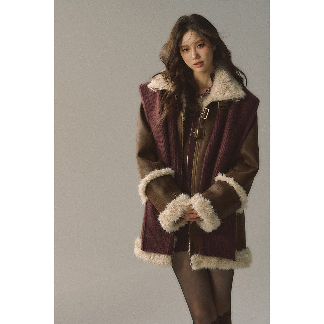 Reversible Suede Patchwork Jacket - 2-in-1 Premium Outerwear with Dual
