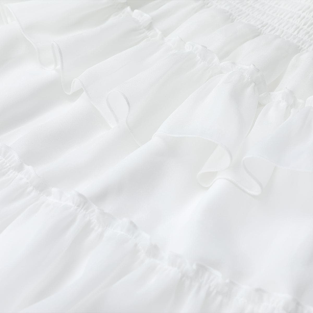 Elegant Chiffon White Set With Irregular Top & Skirt - chiclara