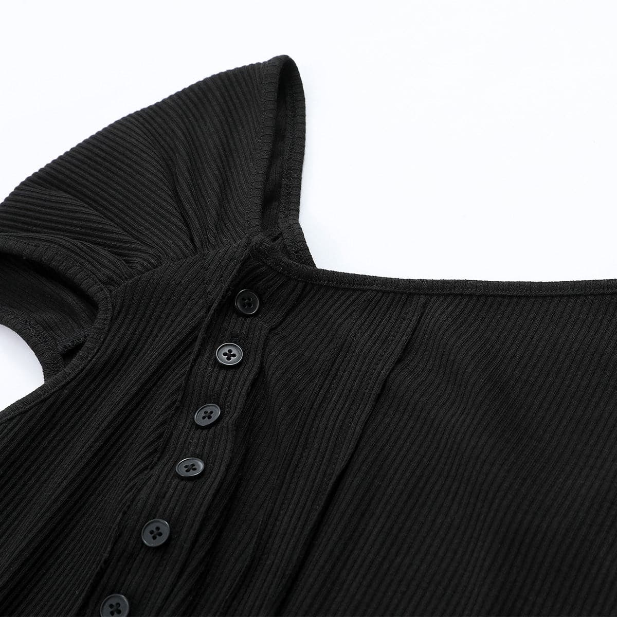 Diagonal Shoulder Tie-Dye Black Button-Up Top - chiclara
