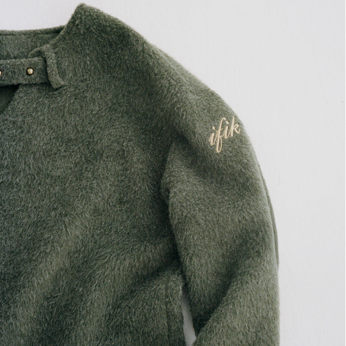 Olive Green Hollow Stud Sweater - chiclara