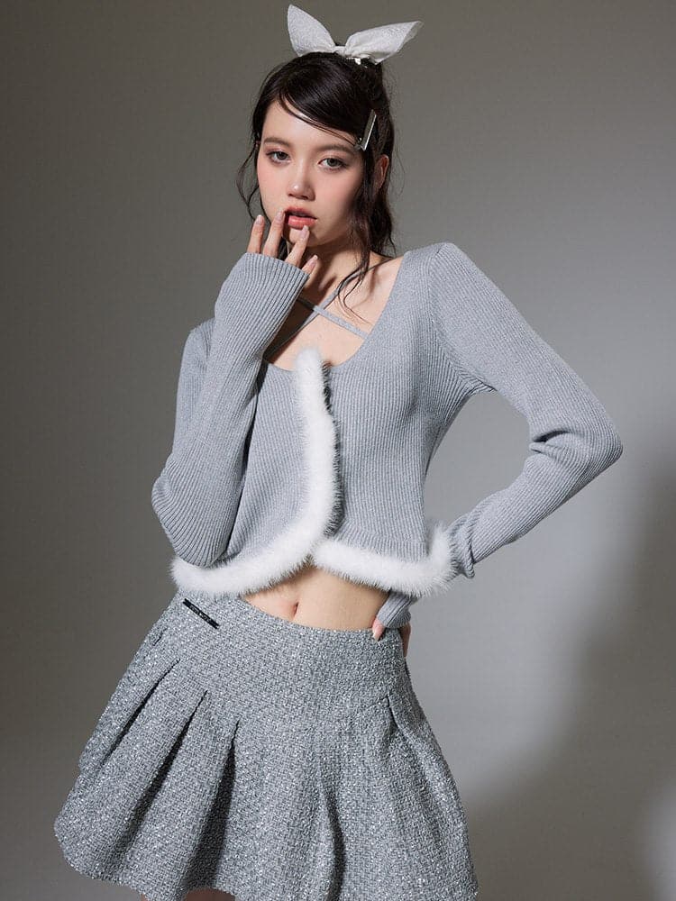 Tweed Knit Skirt Set - chiclara