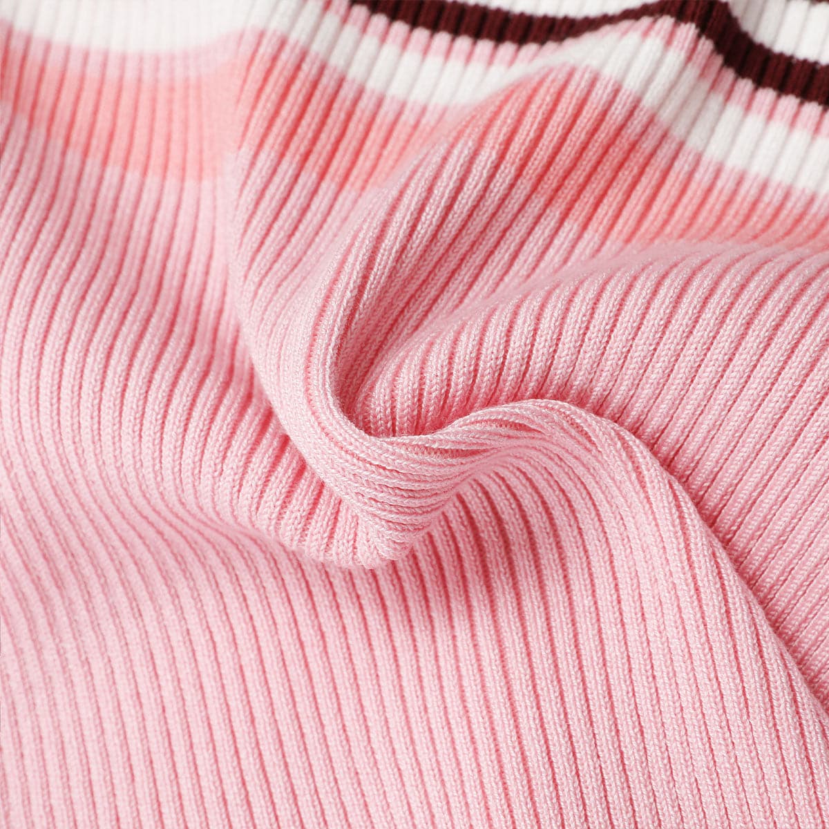 Pink Color Blocked Striped Knit Crop Top - chiclara