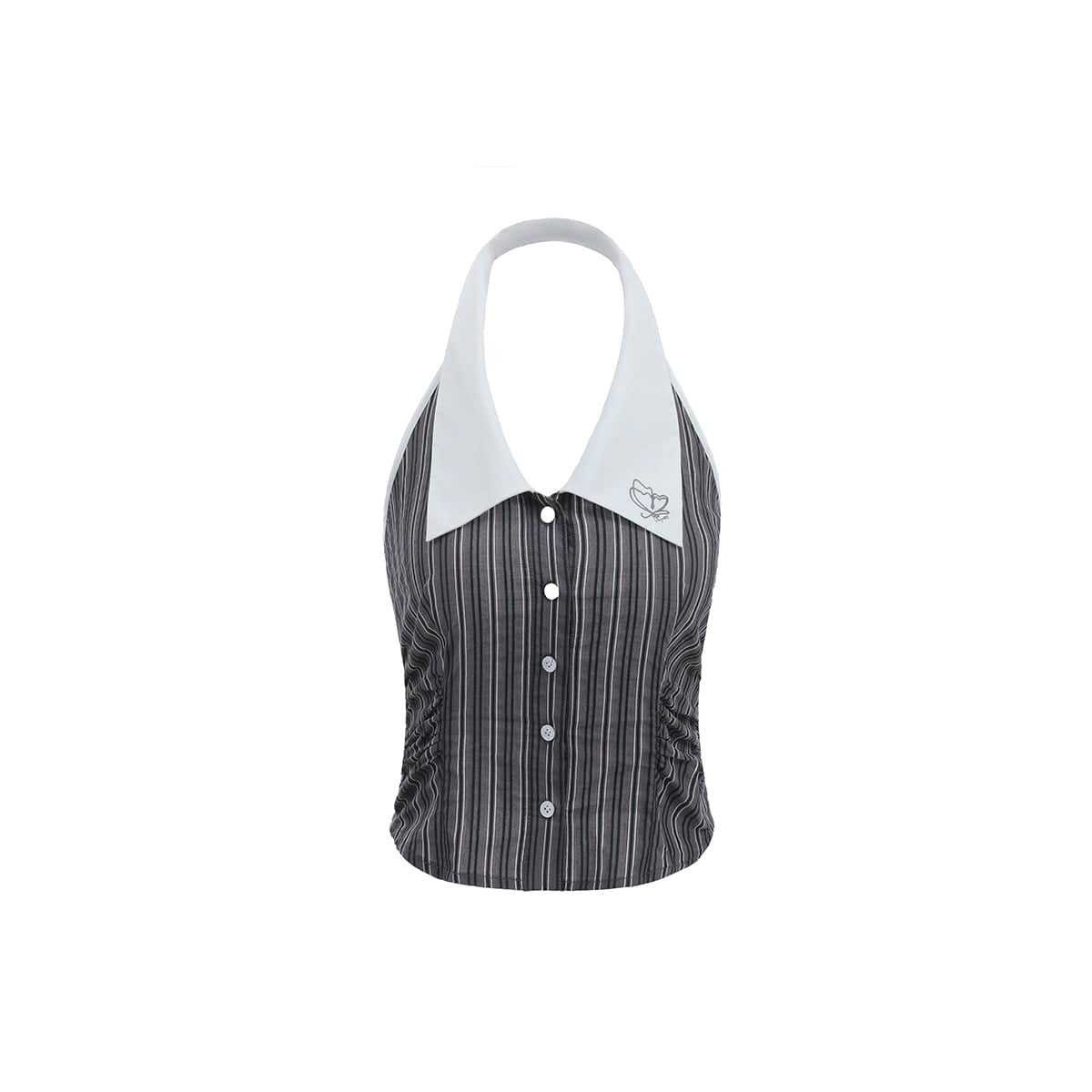Grey Color Blocked Striped Vest - chiclara