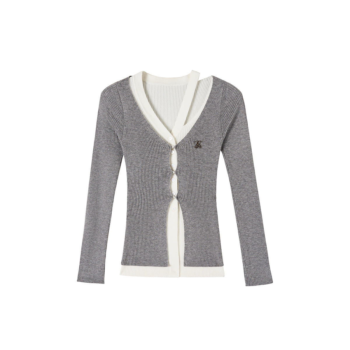 Elegant Grey Knit Long Cardigan With Hollow Out Design - chiclara