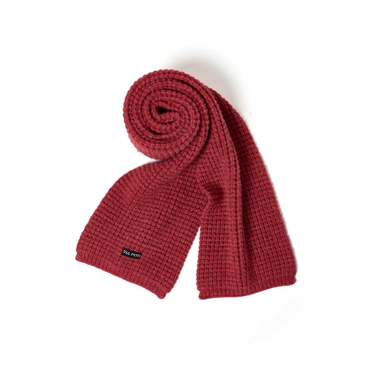 Red Waffle-Knit Scarf - chiclara