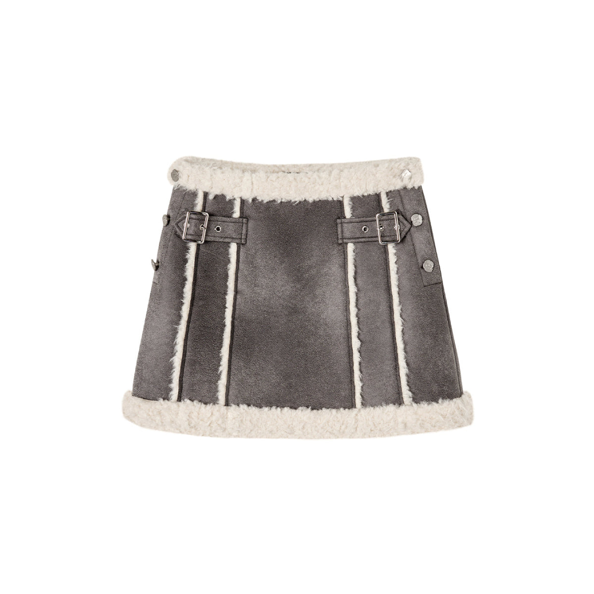 Grey Suede Puffer Skirt - chiclara