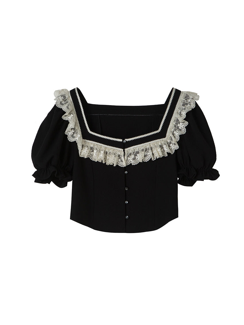 Square Neck Lace Top - chiclara