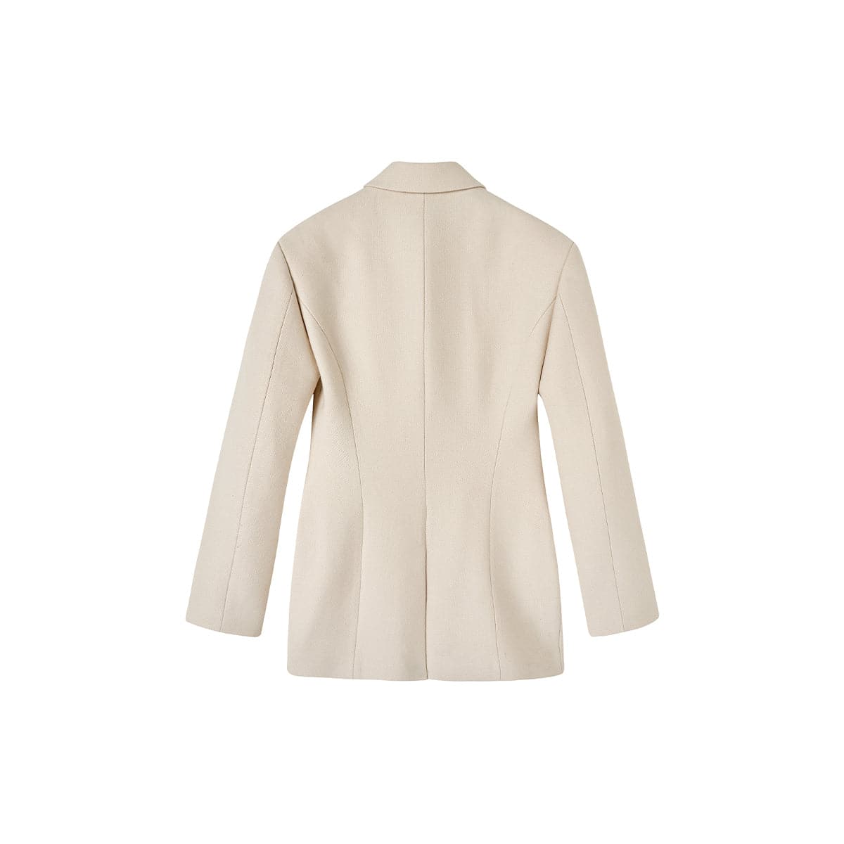 Cream Woolen Double-Breasted Coat - chiclara