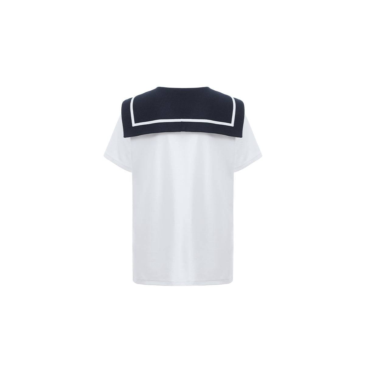 Sailor Collar Color Block Tee - chiclara