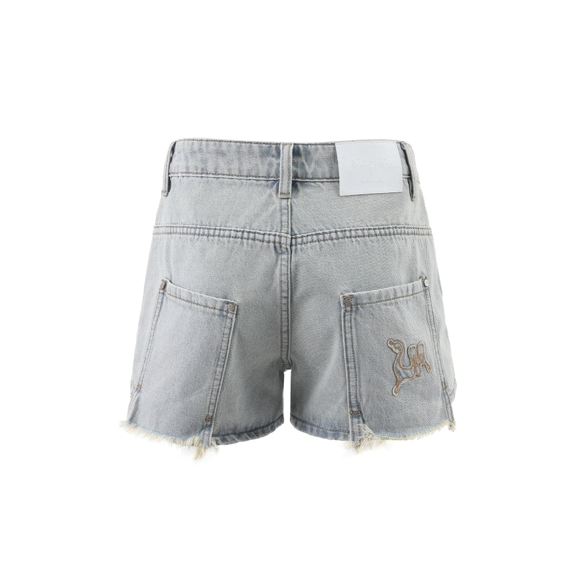 Blue Denim Shorts With Logo Embroidery - chiclara
