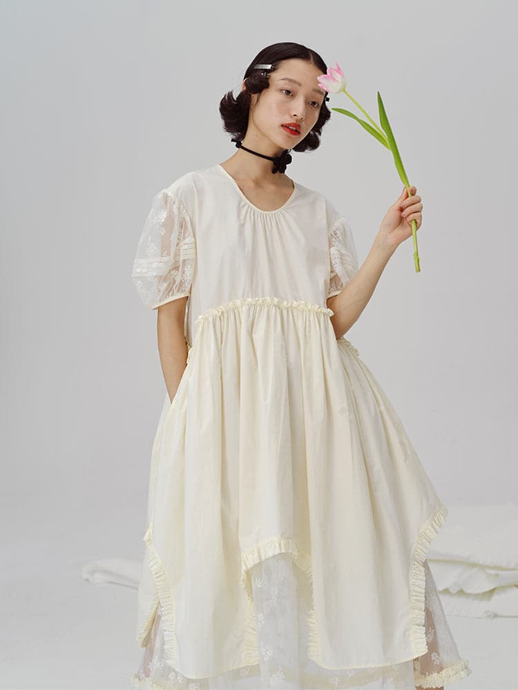 A-Line Shirt Dress With Irregular Hem - chiclara