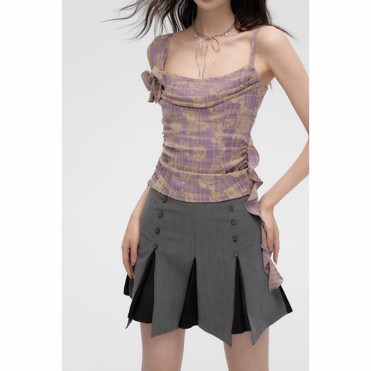 Dark Rose 3D Bowknot Camisole In Purple - chiclara