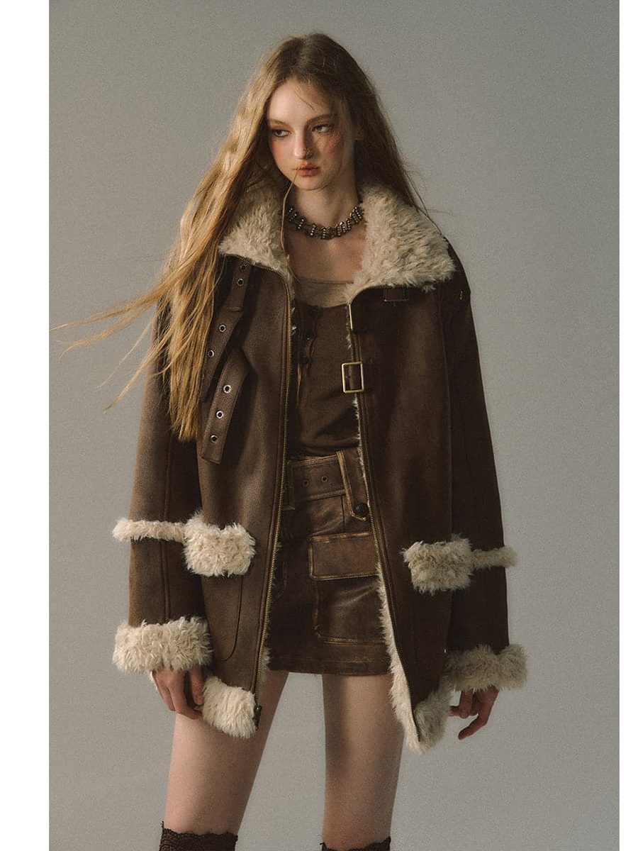 Reversible Suede Patchwork Jacket - chiclara