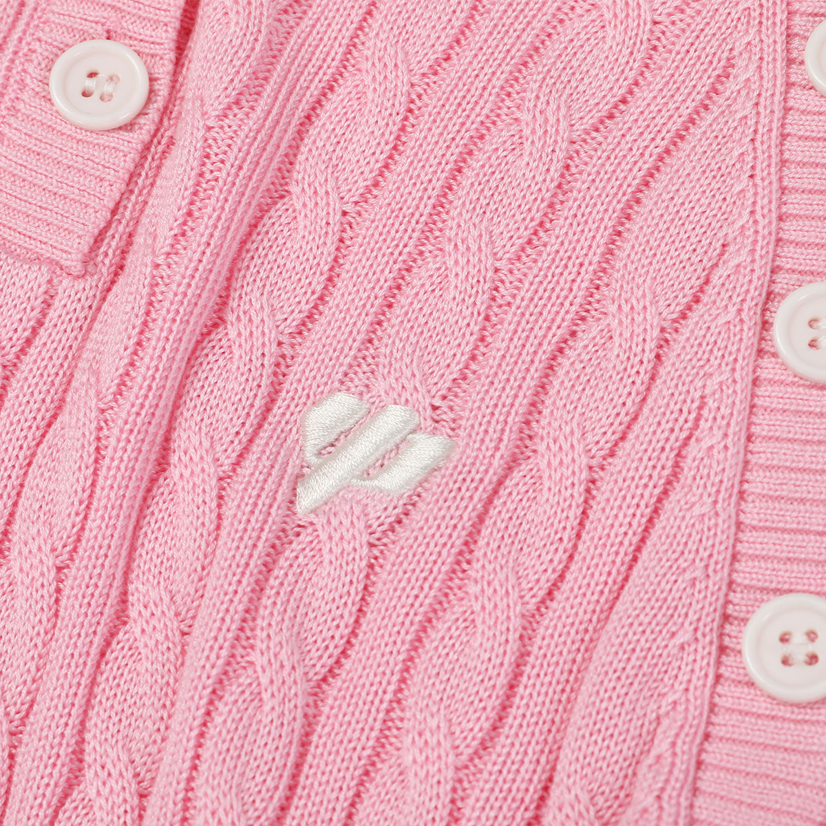 Pink Knit Polo Top With Logo Embroidery - chiclara