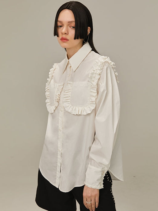Versatile Lace Shirt With Box Sleeves - chiclara
