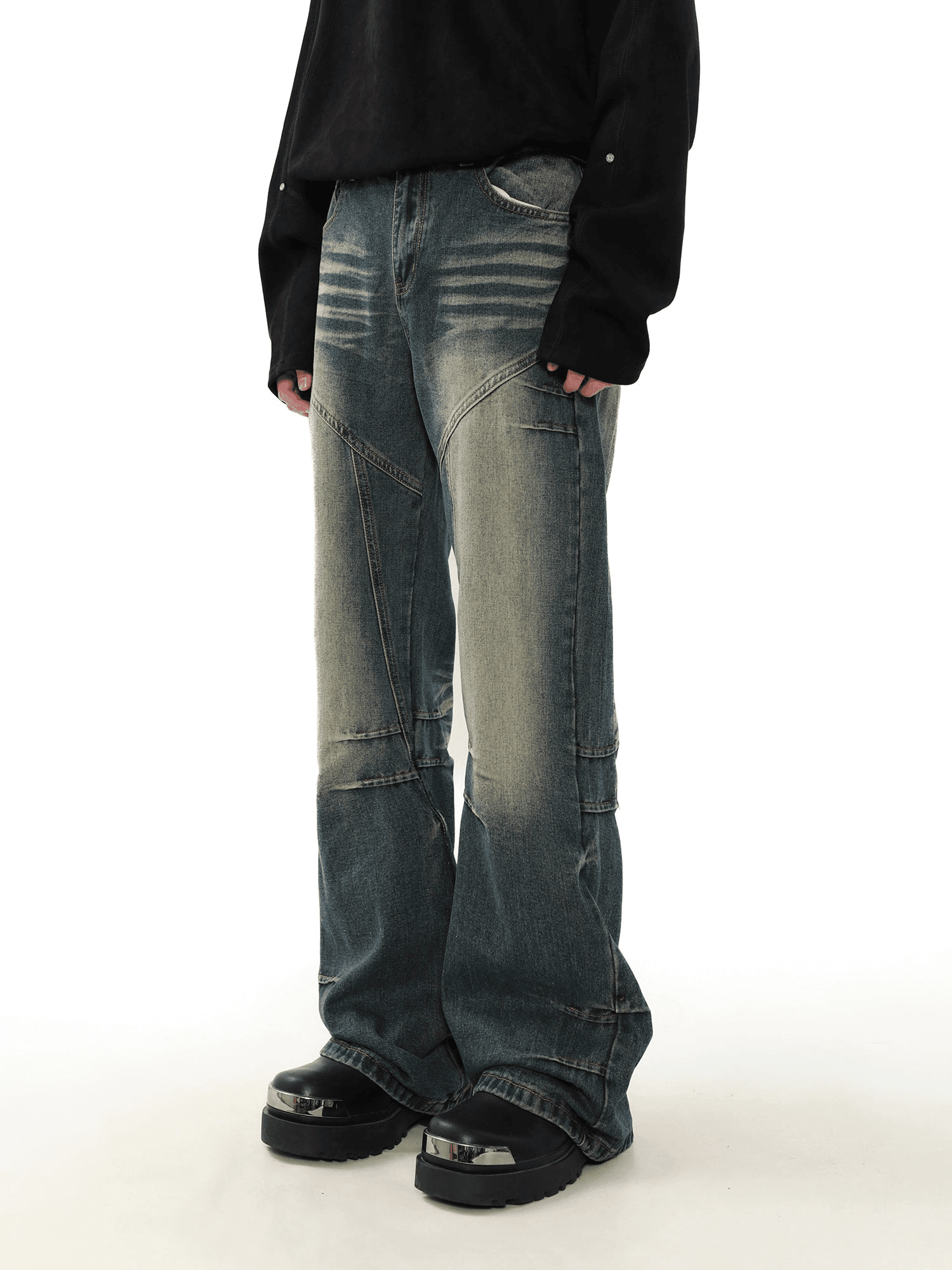 Distressed Wide-Leg Vintage Jeans - chiclara