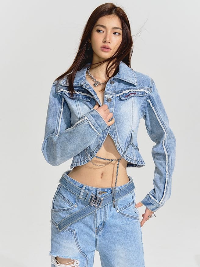 Cropped Casual Handsome Denim-Tops - chiclara