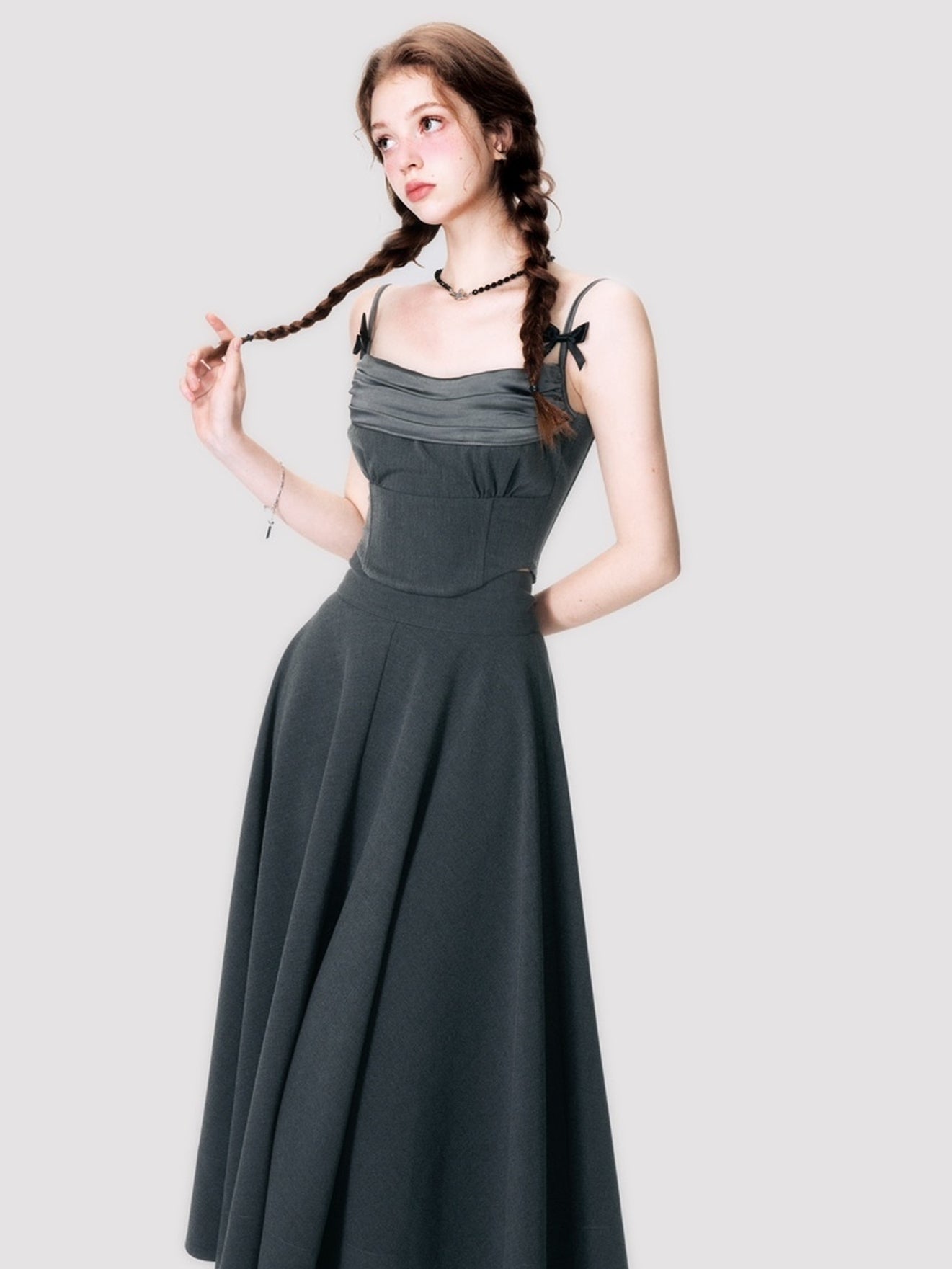 Elegant Ribbon Camisole & Long Skirt Set - chiclara