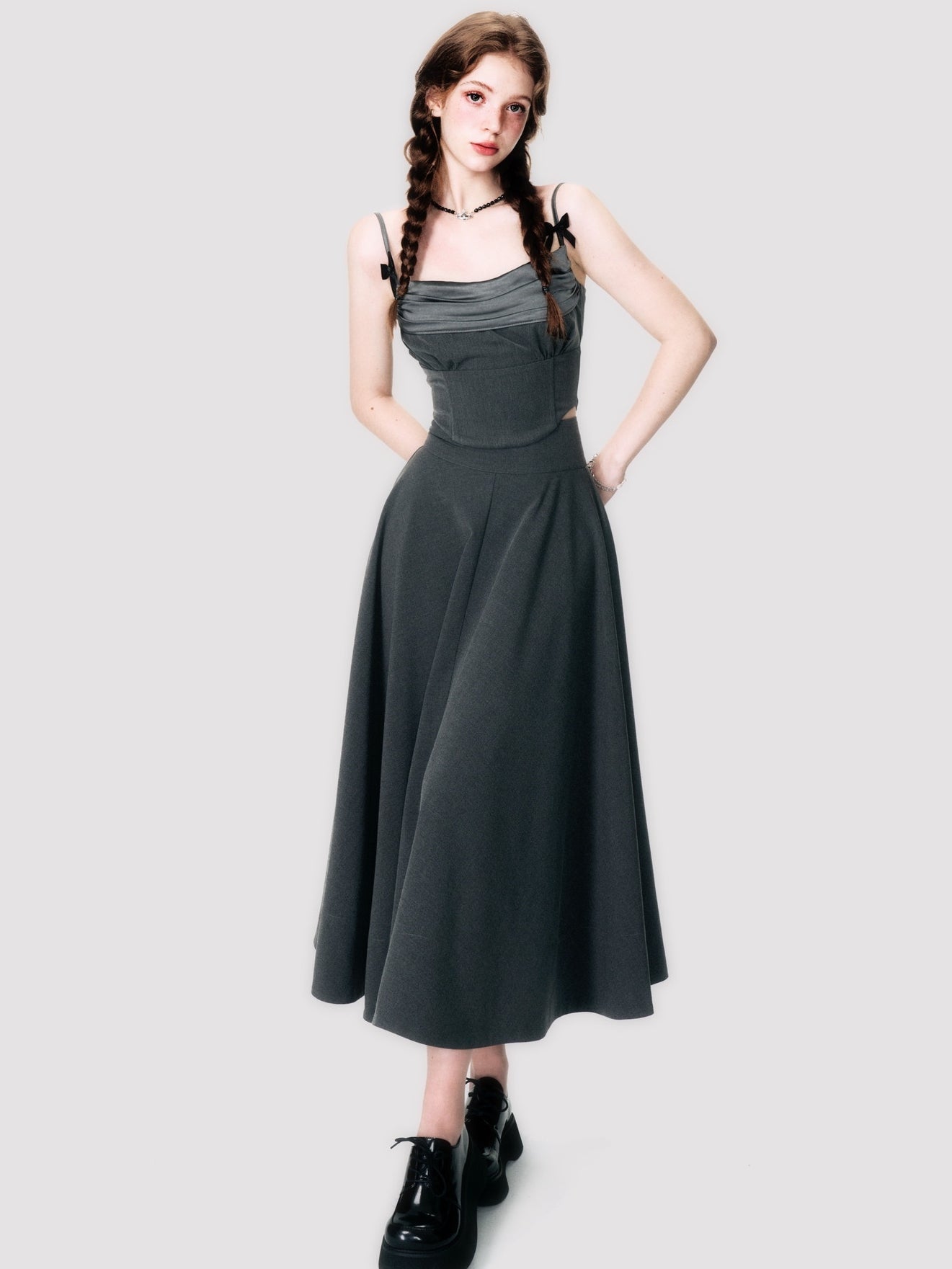 Elegant Ribbon Camisole & Long Skirt Set - chiclara