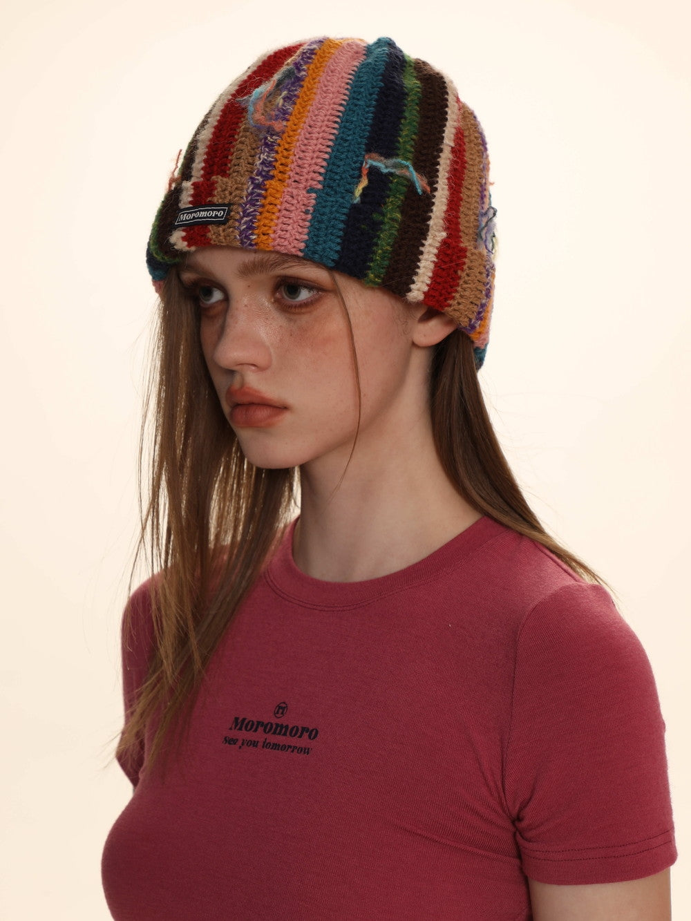 Retro Stripe Knit Colorful Hat - chiclara