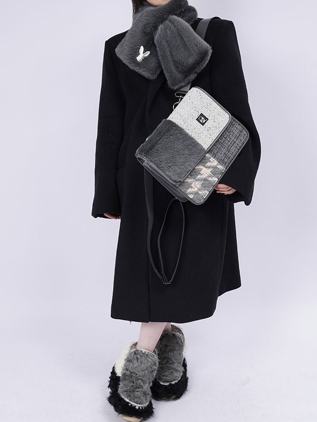 Versatile Fur Tweed Retro Bag - chiclara