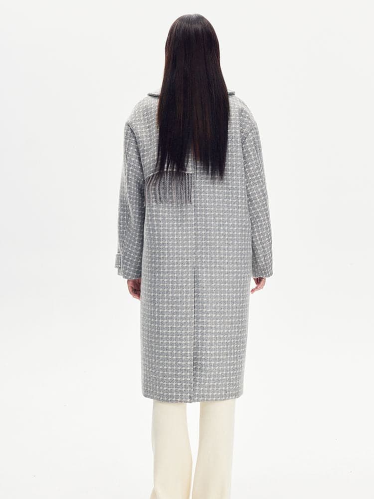 Checked Tassel Long Coat - chiclara