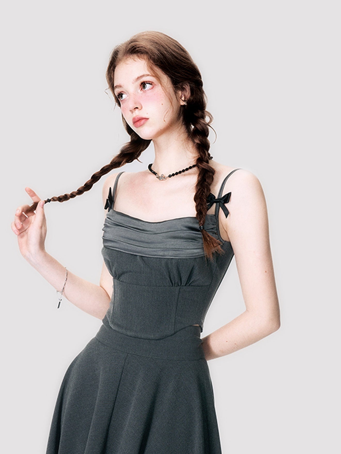Elegant Ribbon Camisole & Long Skirt Set - chiclara