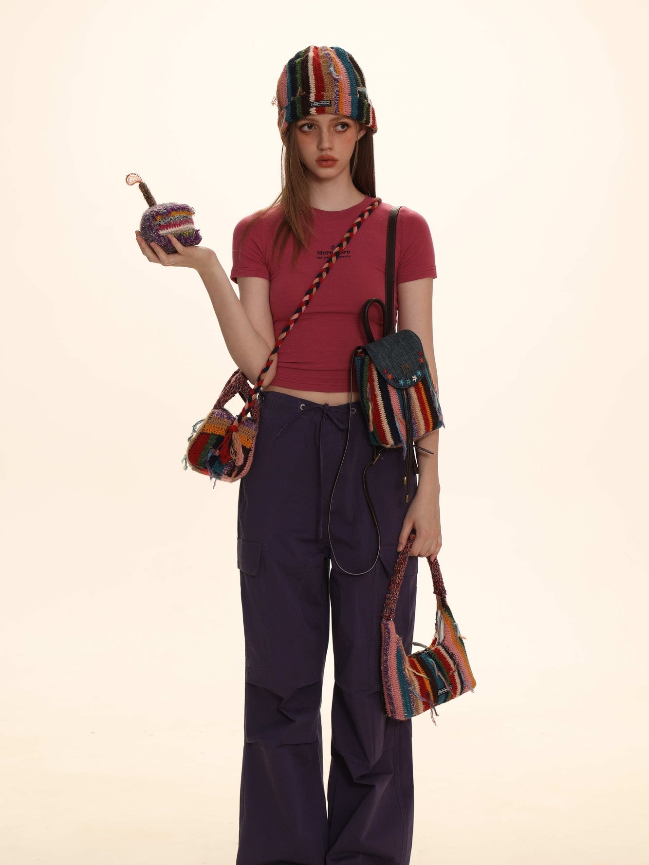 Vibrant Multicolored Knit Bag - chiclara