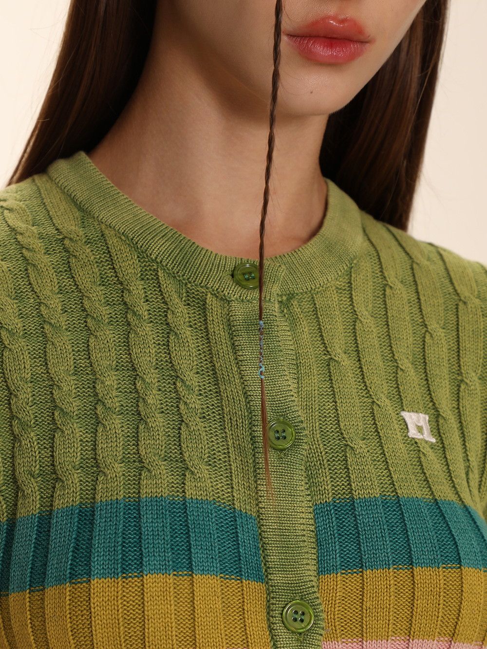 Elegant Summer-Knit Polo-Neck With Border Detail - chiclara