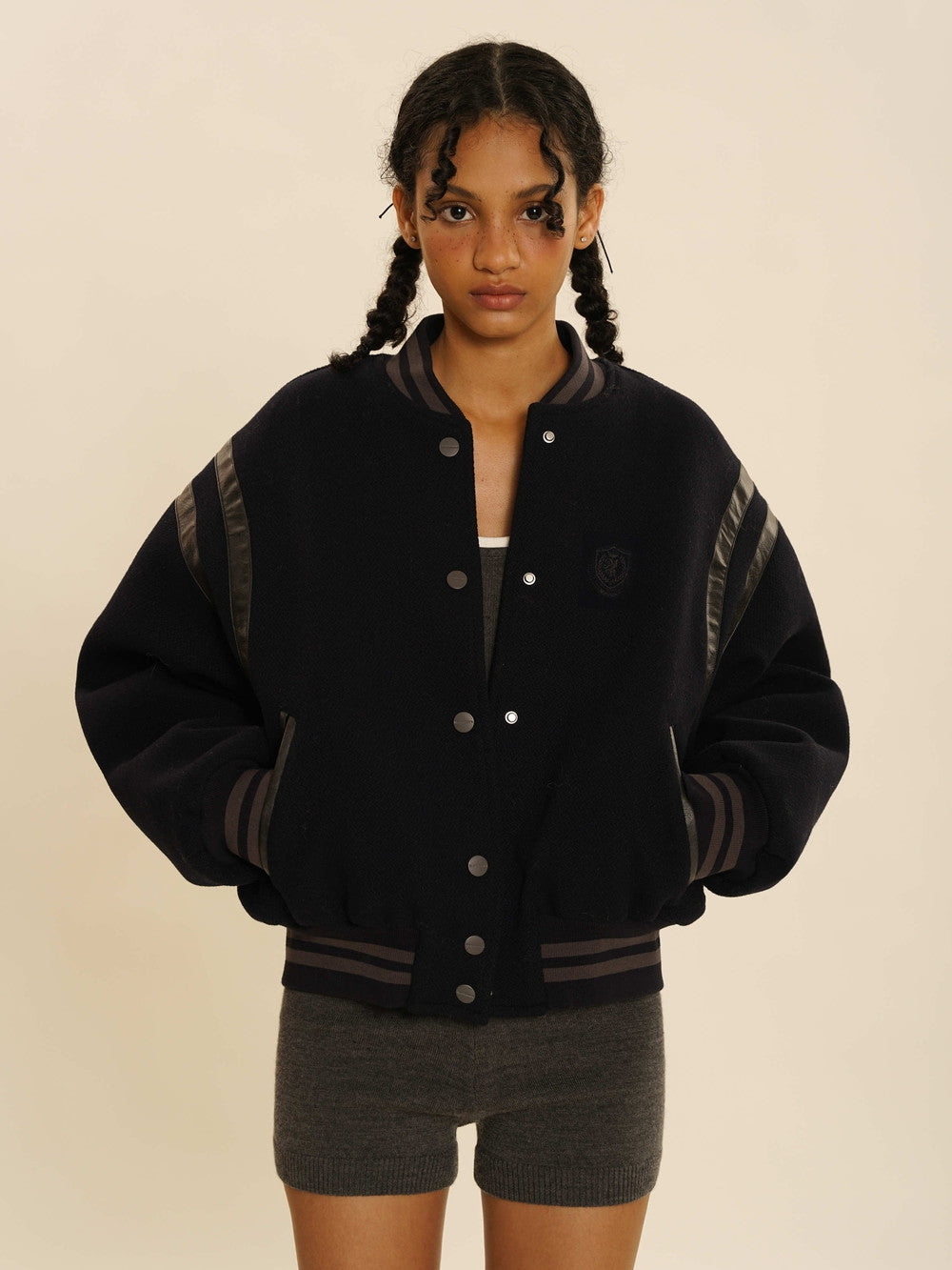 Wool Blouson With Back Logo - Casual Line - chiclara