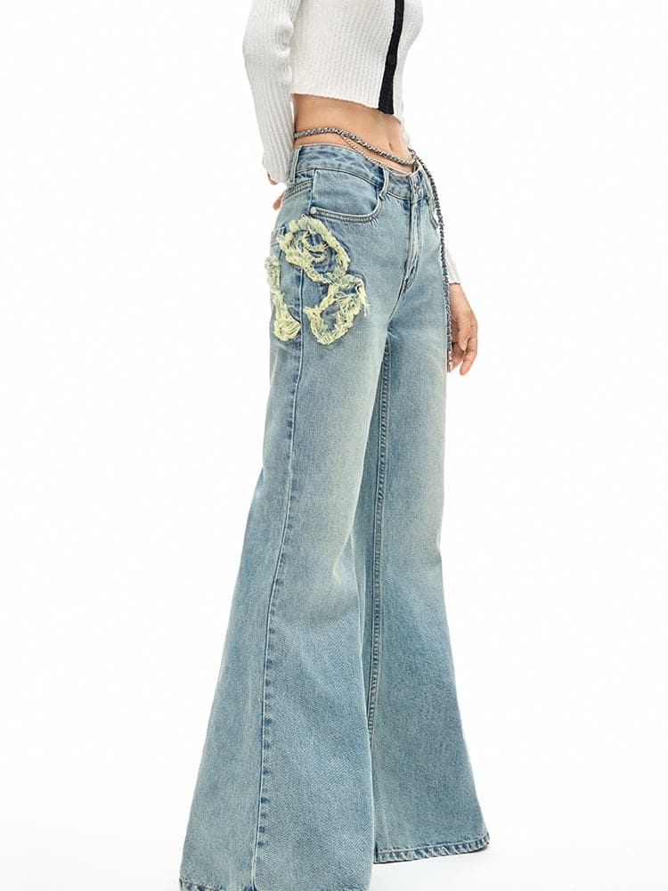 Cool Wide Denim Casual Flare-Jeans - chiclara