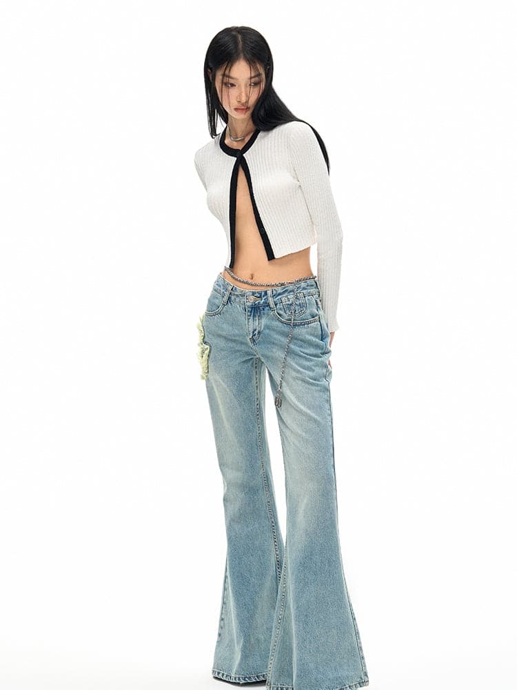 Cool Wide Denim Casual Flare-Jeans - chiclara