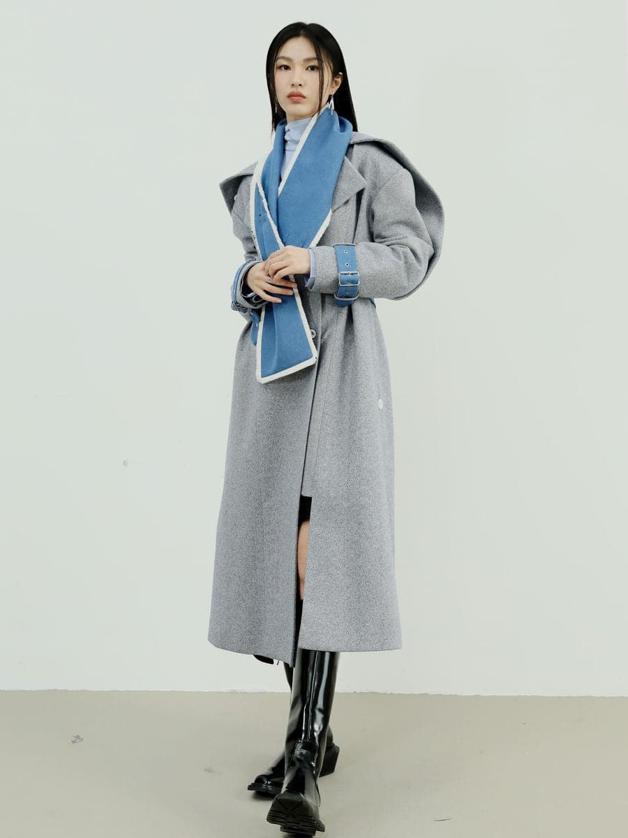 Elegant Bi-Color Long Coat - chiclara