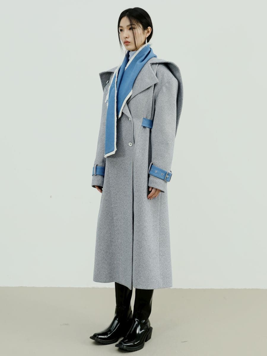 Elegant Bi-Color Long Coat - chiclara