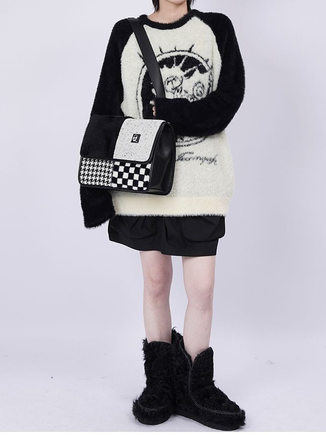 Fur Tweed Vintage-Inspired Bag - chiclara