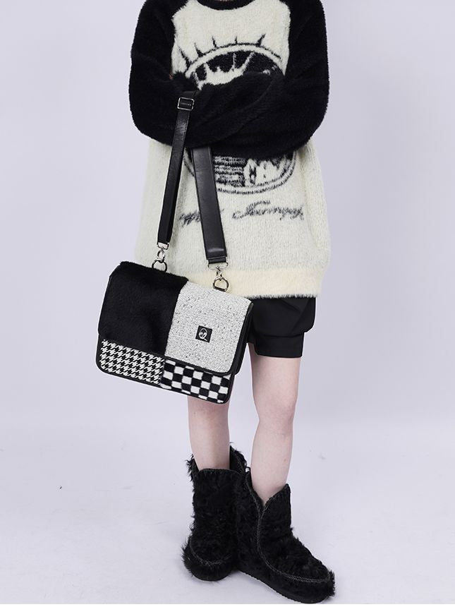 Fur Tweed Vintage-Inspired Bag - chiclara