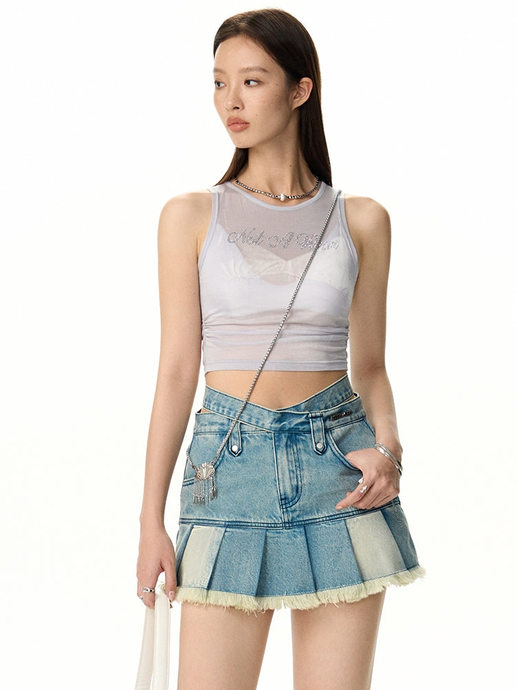 Tighr Sheer Sleeveless Rhinestone Tops - chiclara