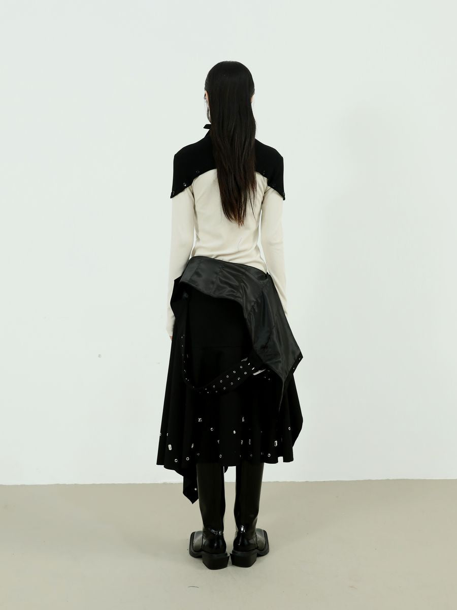 Elegant Asymmetry Halter-Neck One-Piece Dress - chiclara