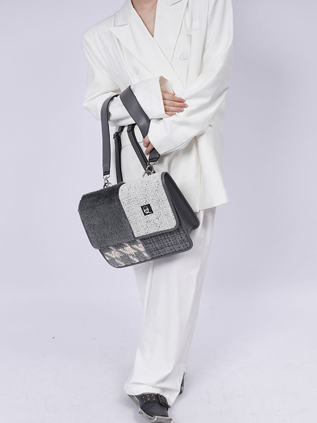 Versatile Fur Tweed Retro Bag - chiclara