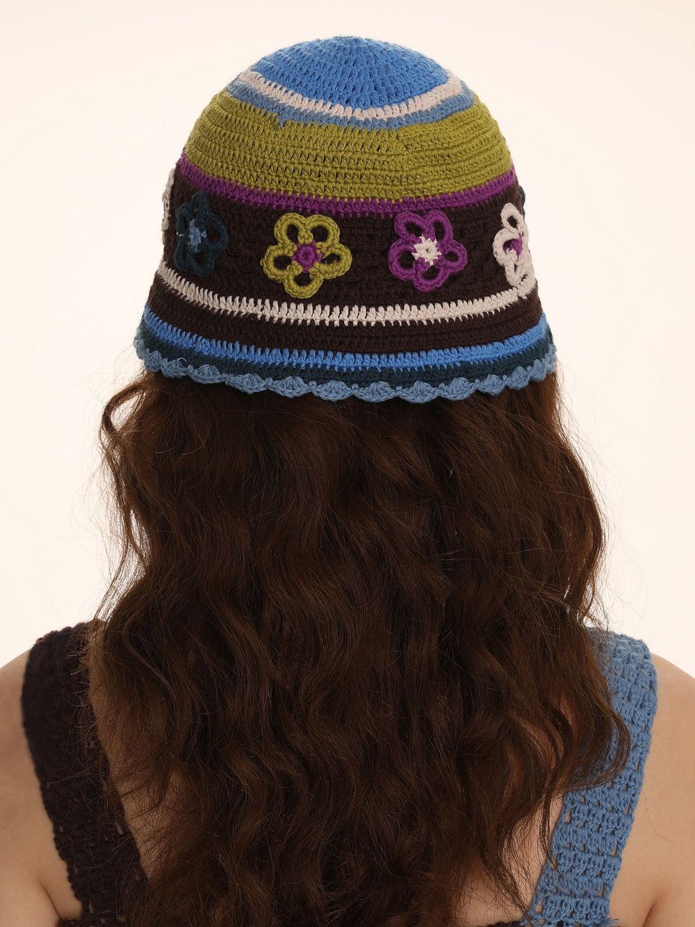 Retro Flower Crochet Hat - Vibrant Colors - chiclara
