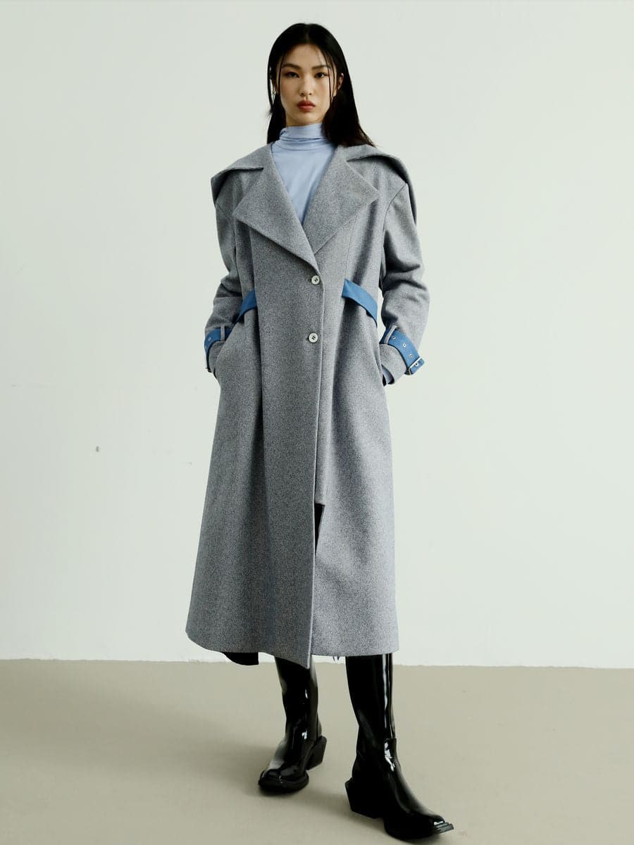 Elegant Bi-Color Long Coat - chiclara