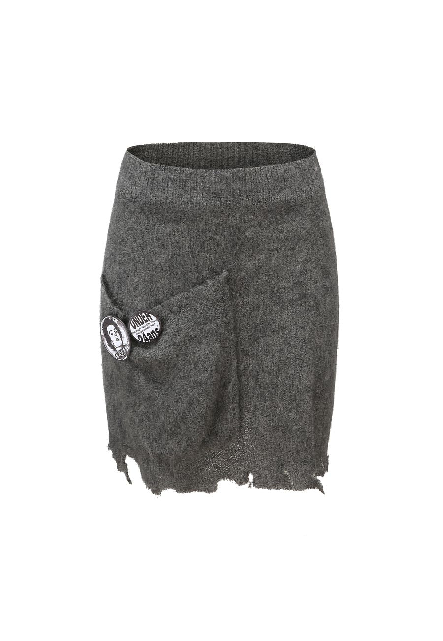 Scallop Knit Cardigan And Skirt Set - chiclara