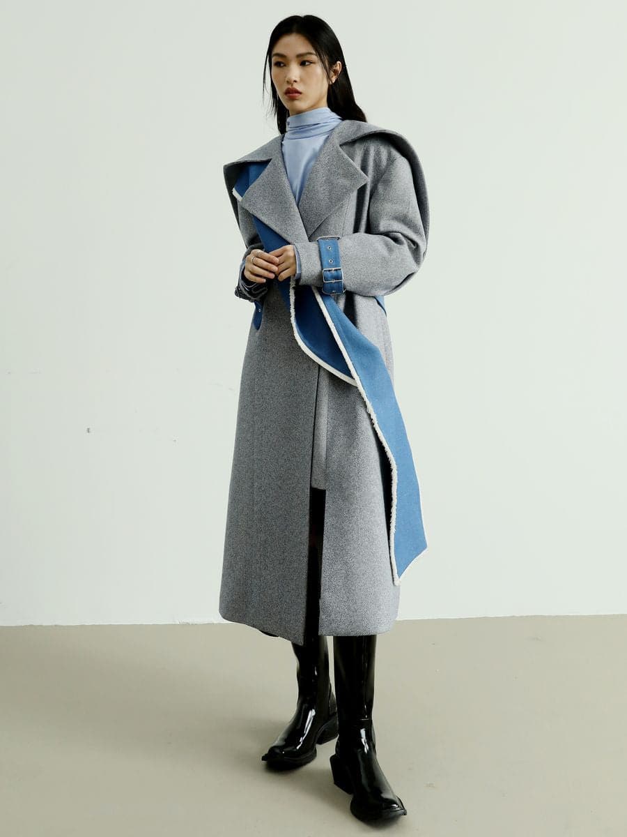 Elegant Bi-Color Long Coat - chiclara