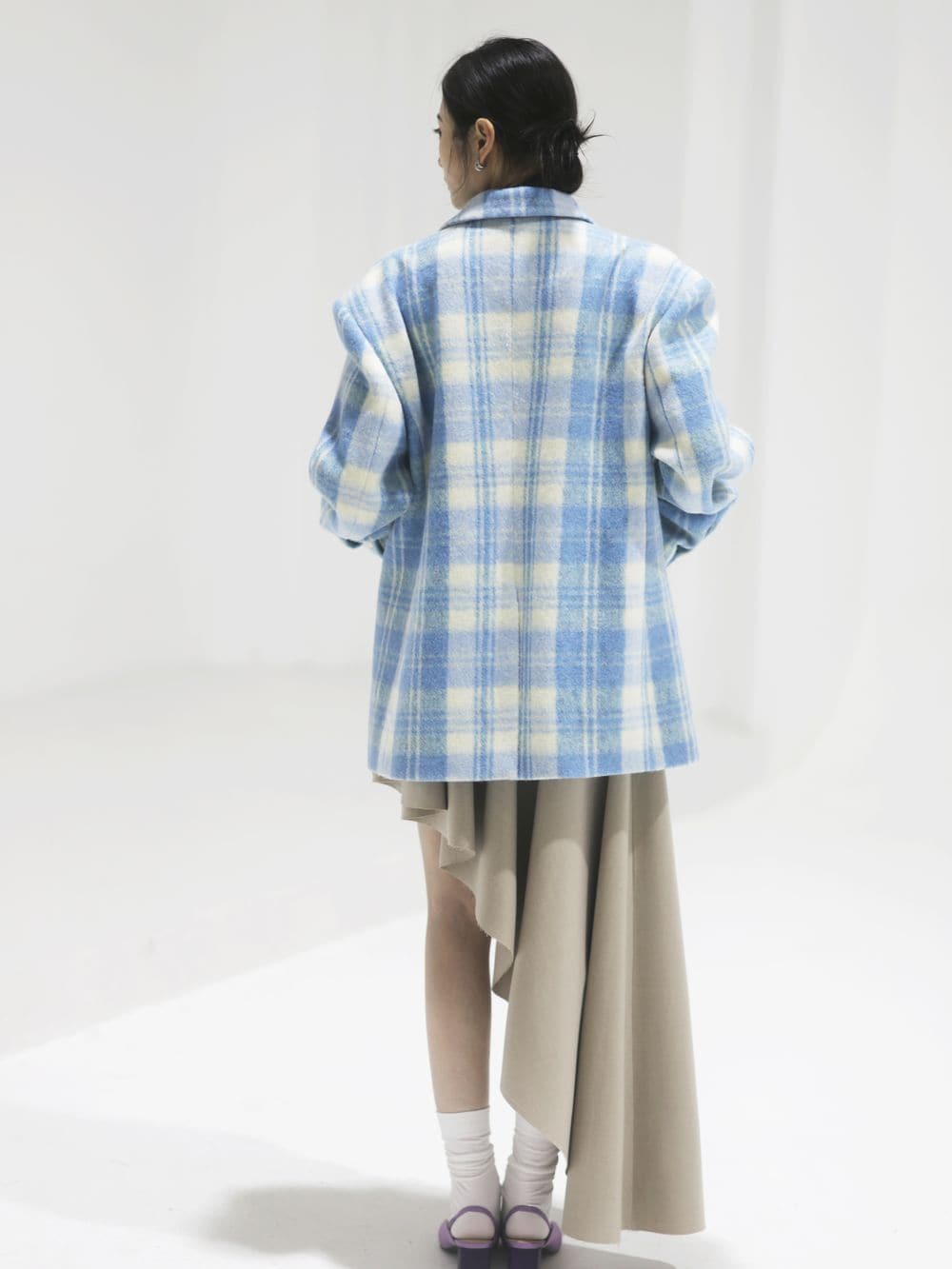 Retro Wool Refreshing Short-Coat - Classic Check Pattern - chiclara