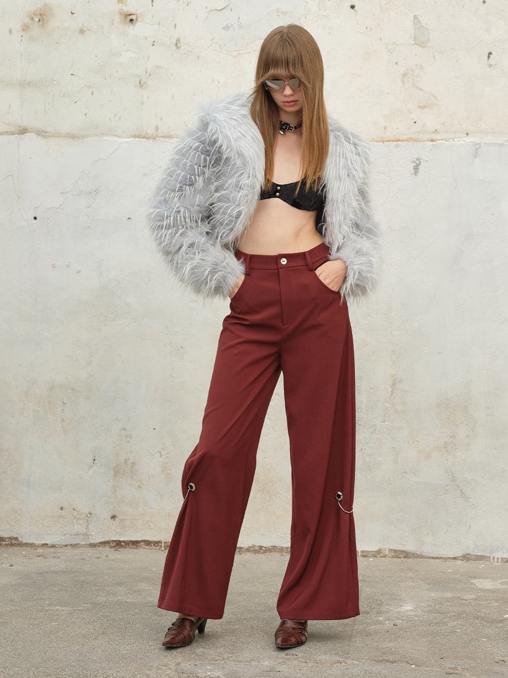 Elegant Draped Wide-Leg Trousers - chiclara