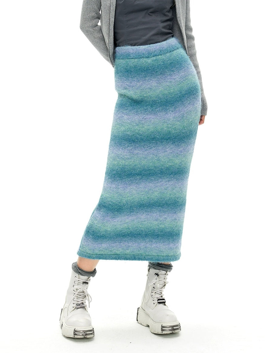 Gradient Slim Knitted Skirt - chiclara