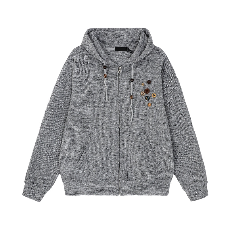 Zip-Front Knitted Hoodie - chiclara