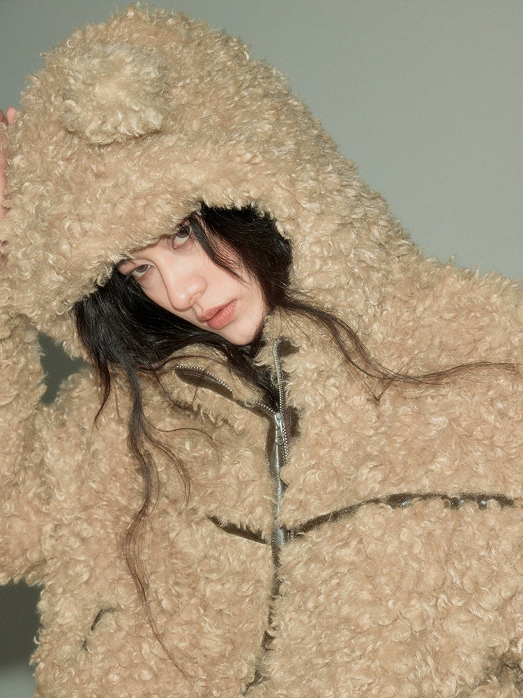 Sustainable Rabbit-Eared Fur Coat - chiclara