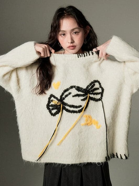 Embroidered Soft Candy Sweater - chiclara